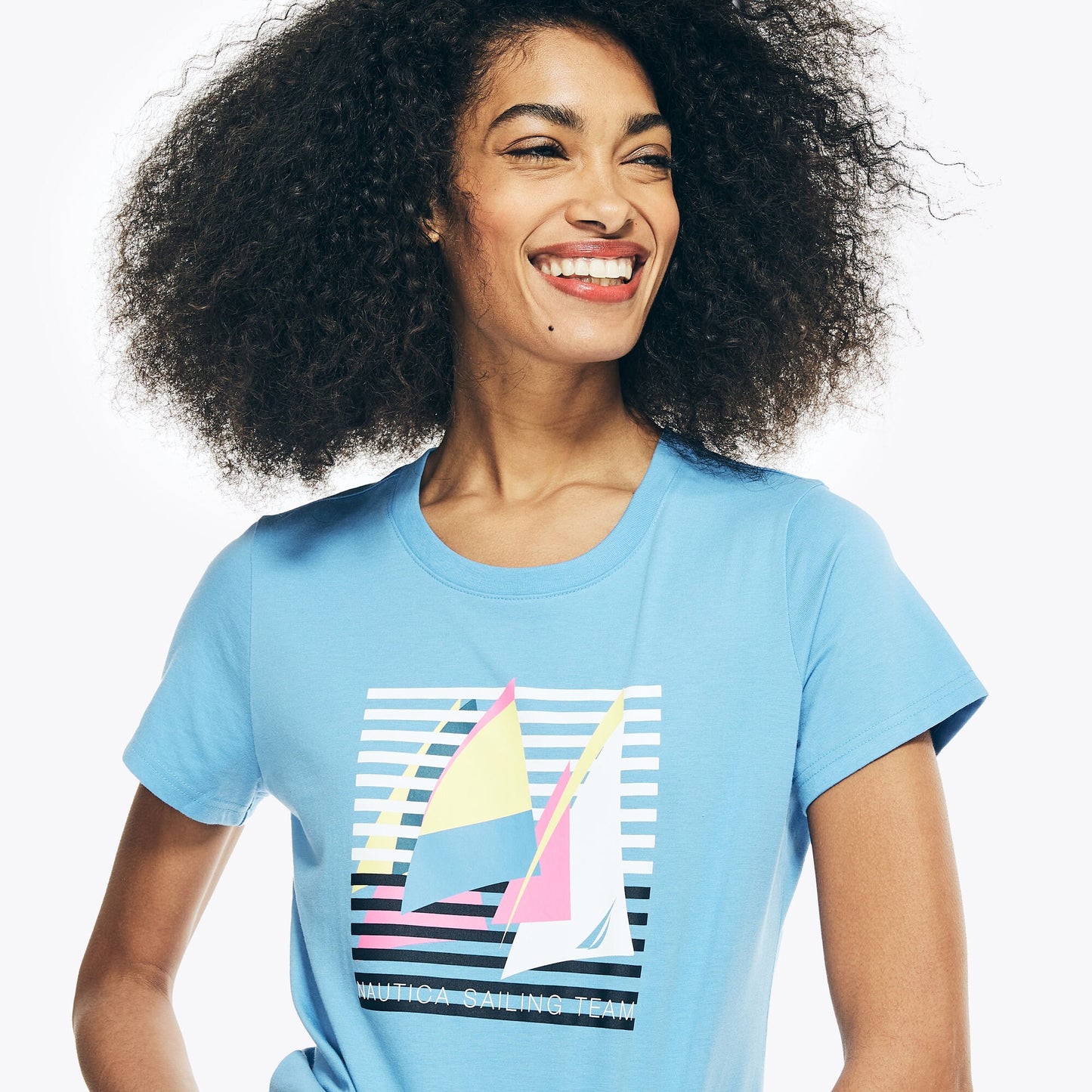 Nautica Sustainably Crafted Striped Sailboat Graphic T-Shirt