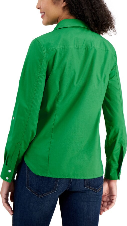 Tommy Hilfiger Women's Cotton Roll-Tab Button-Up Shirt