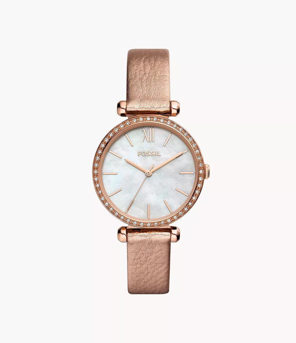 Fossil Tillie Three-Hand Rose Gold Leather Watch
