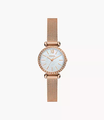 Fossil Tillie Mini Three-Hand Rose Gold-Tone Stainless Steel Mesh Watch