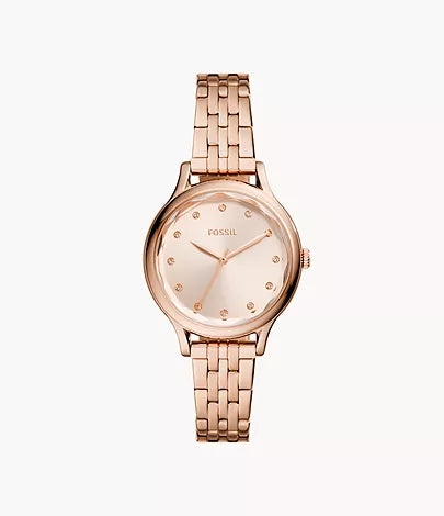 Fossil Laney Three-Hand Rose Gold-Tone Stainless Steel Watch
