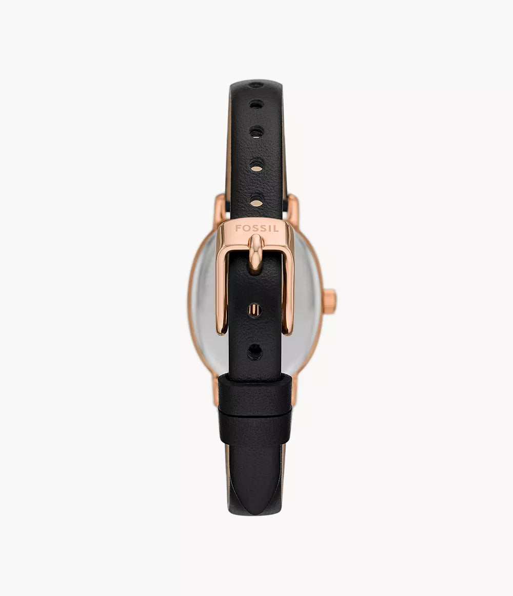 Fossil Penny Three-Hand Black Leather Watch