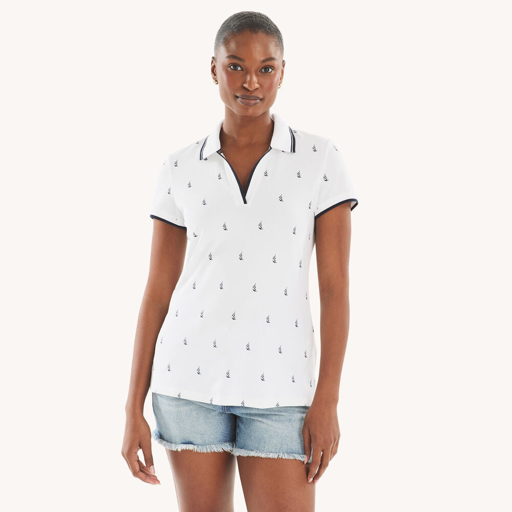 Náutica-printed split-neck polo