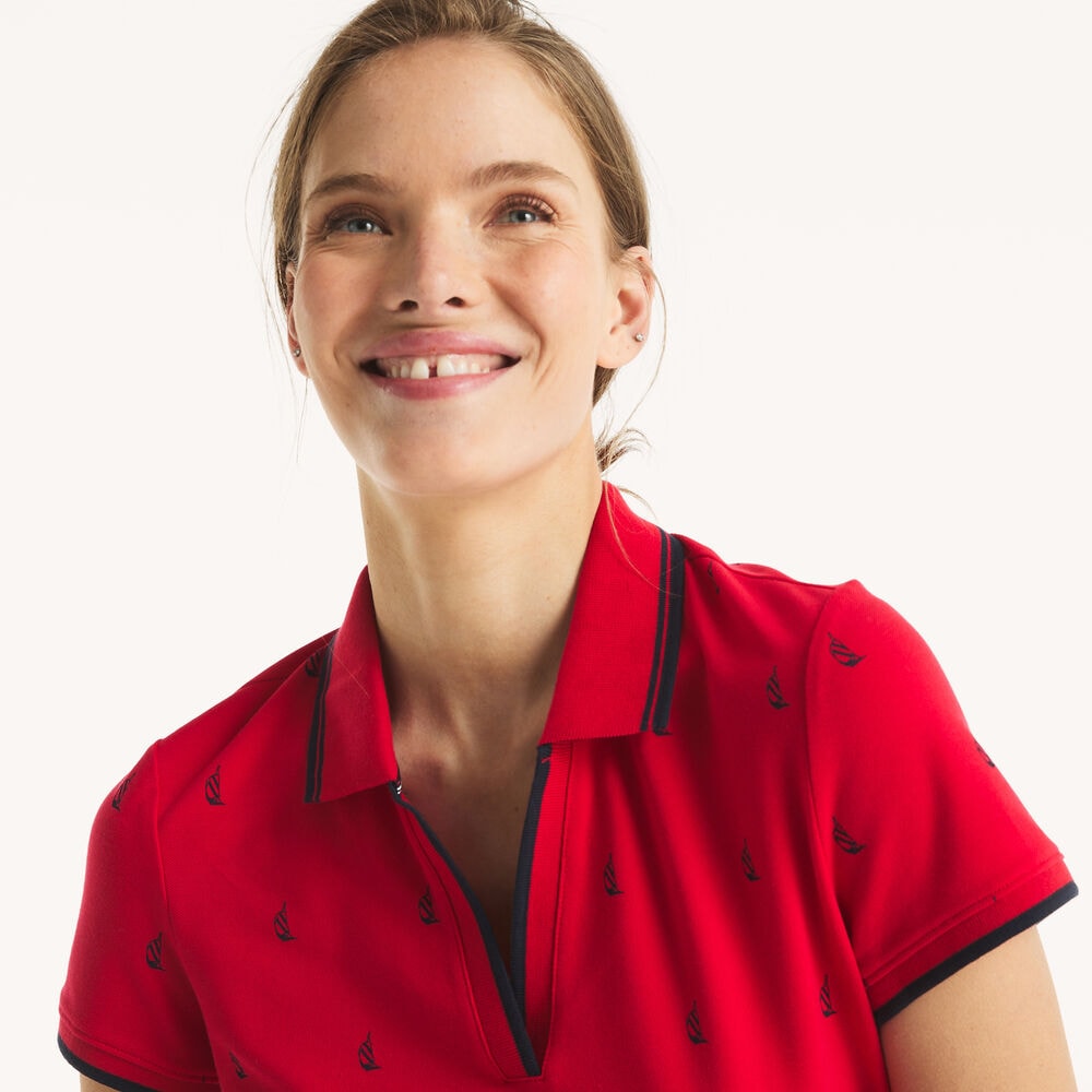 Náutica-printed split-neck polo