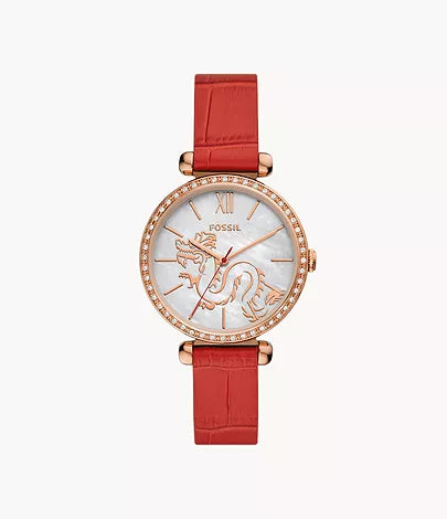 Fossil Tillie Three-Hand Red Leather Watch