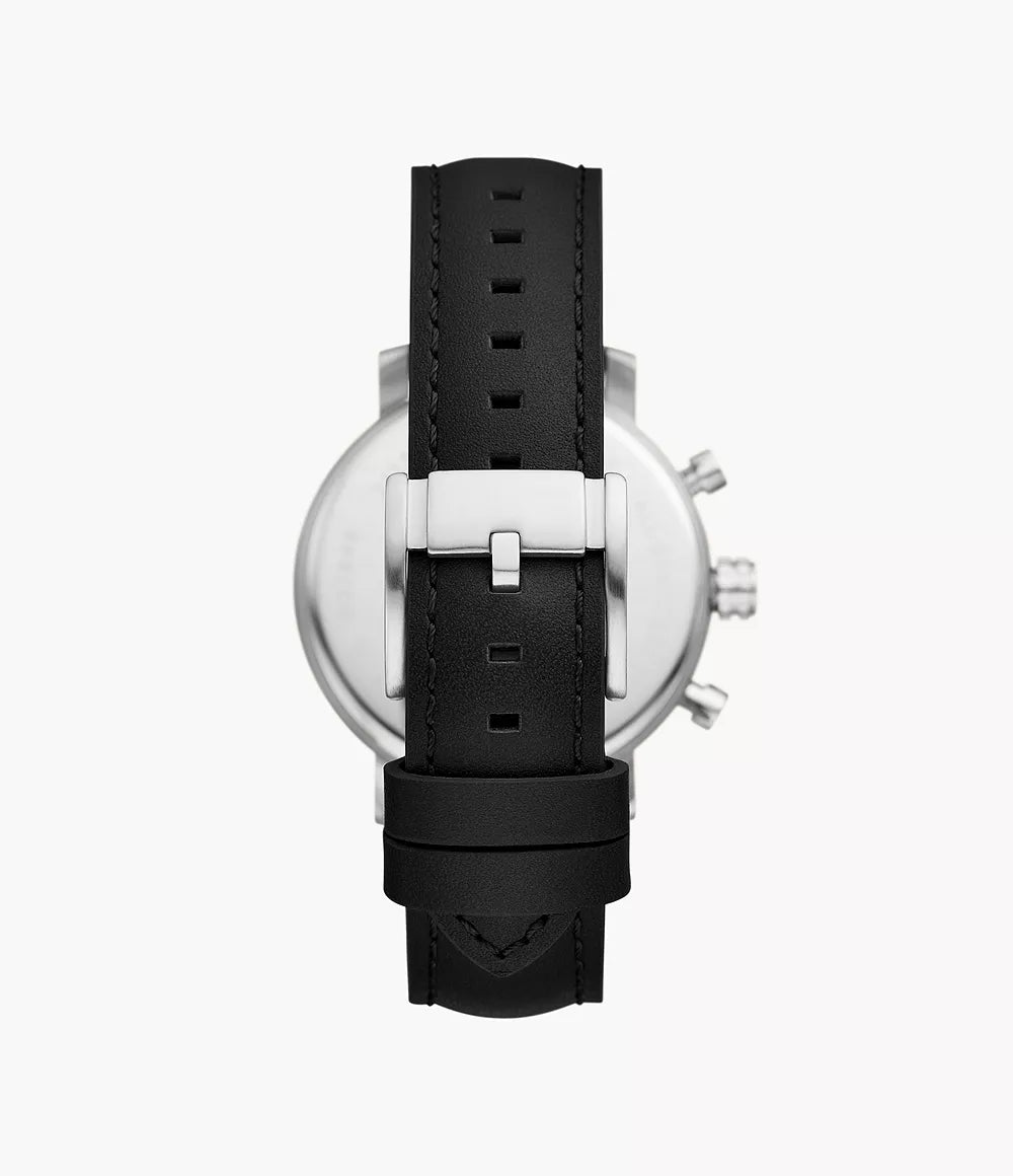 Fossil Rhett Multifunction Black LiteHide Leather Watch