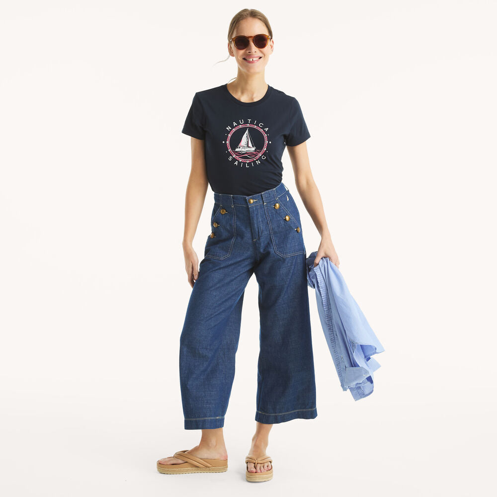Náutica-heritage sailboat studded graphic t-shirt