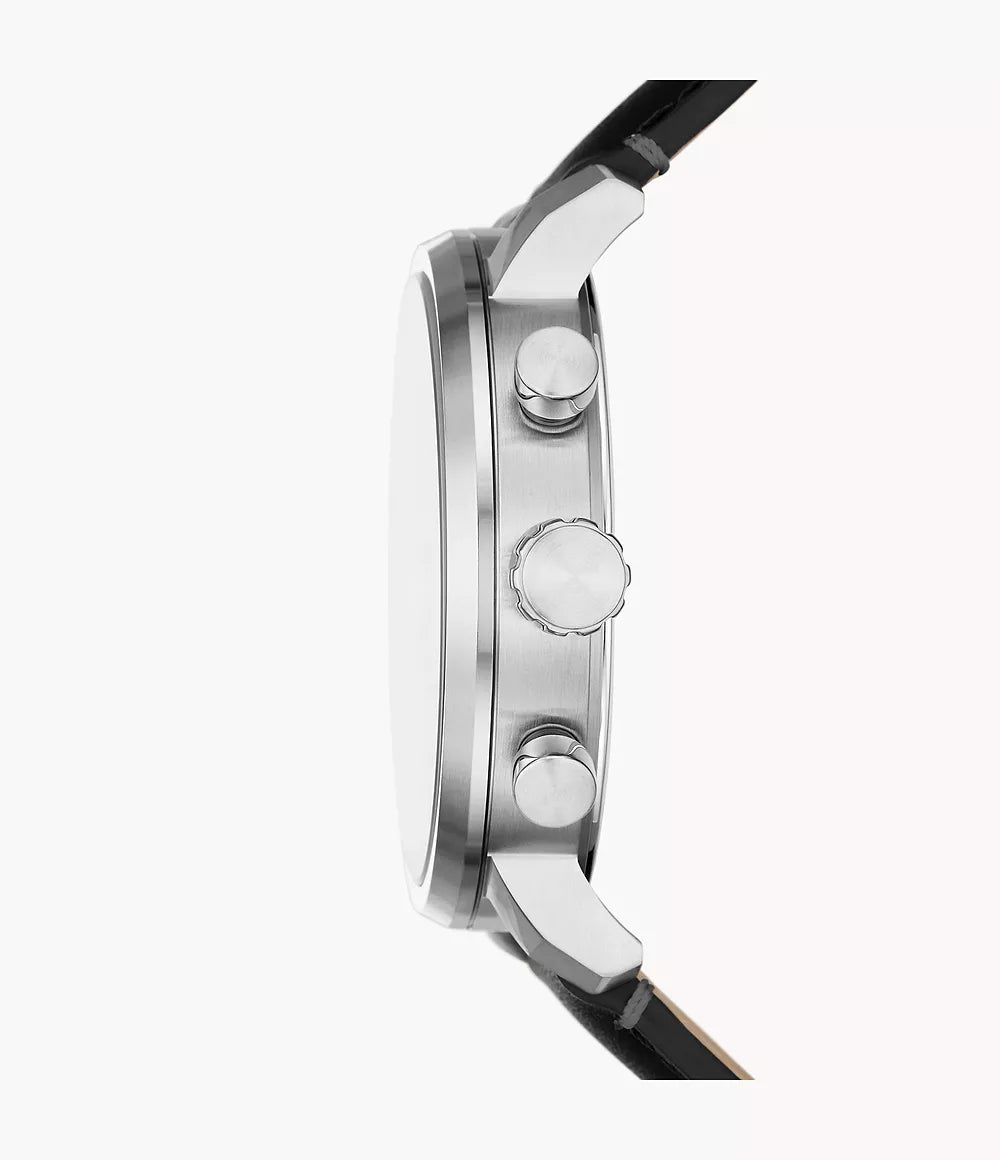 Fossil Rhett Multifunction Black LiteHide Leather Watch