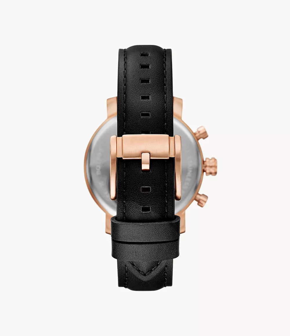 Fossil Rhett Multifunction Black Leather Watch