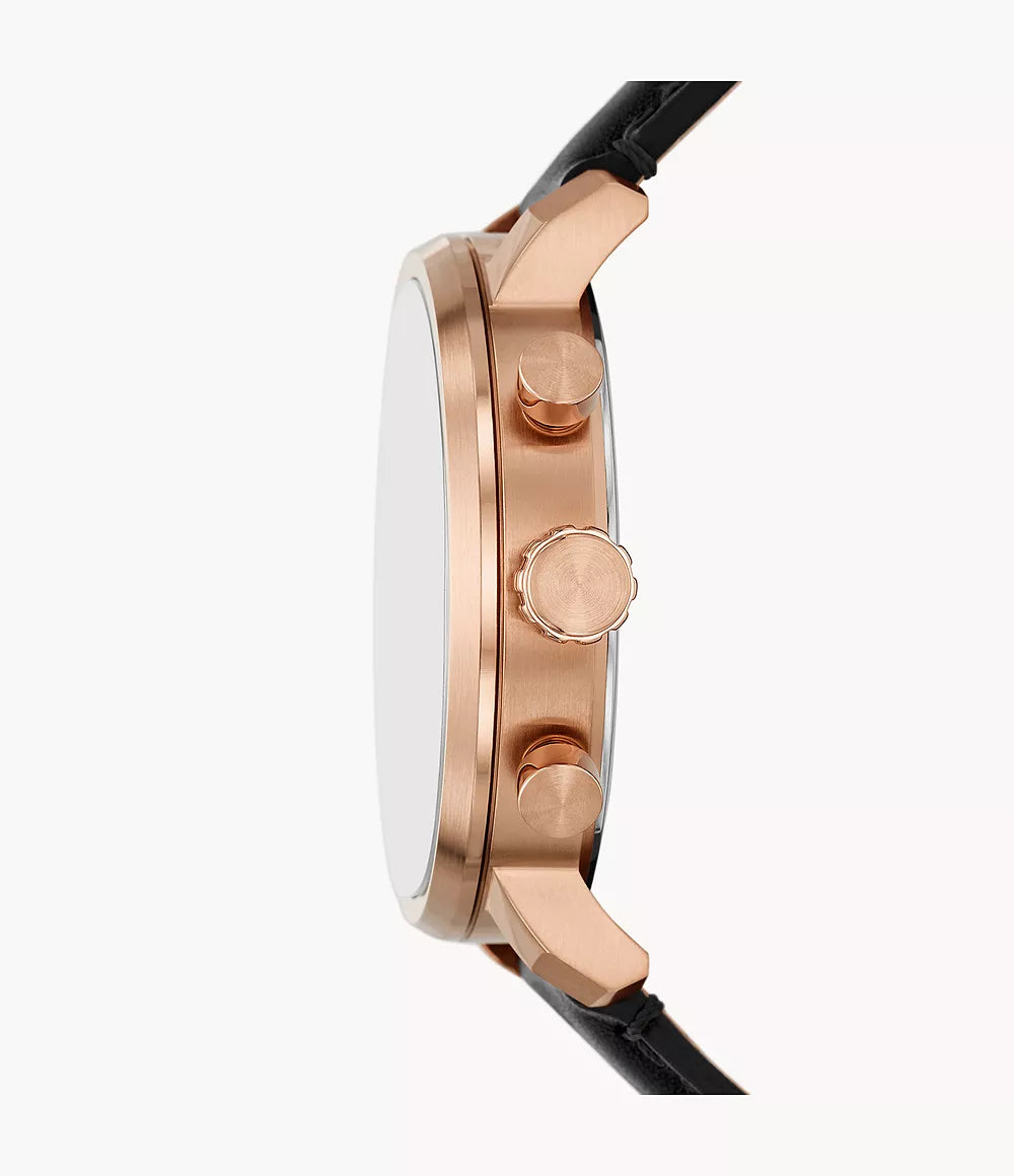 Fossil Rhett Multifunction Black Leather Watch