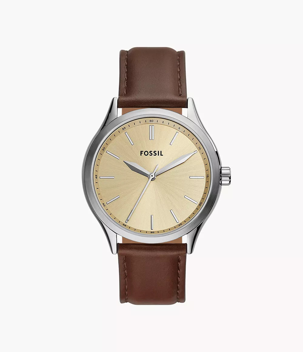 Fossil Fenmore Three-Hand Brown Leather Watch