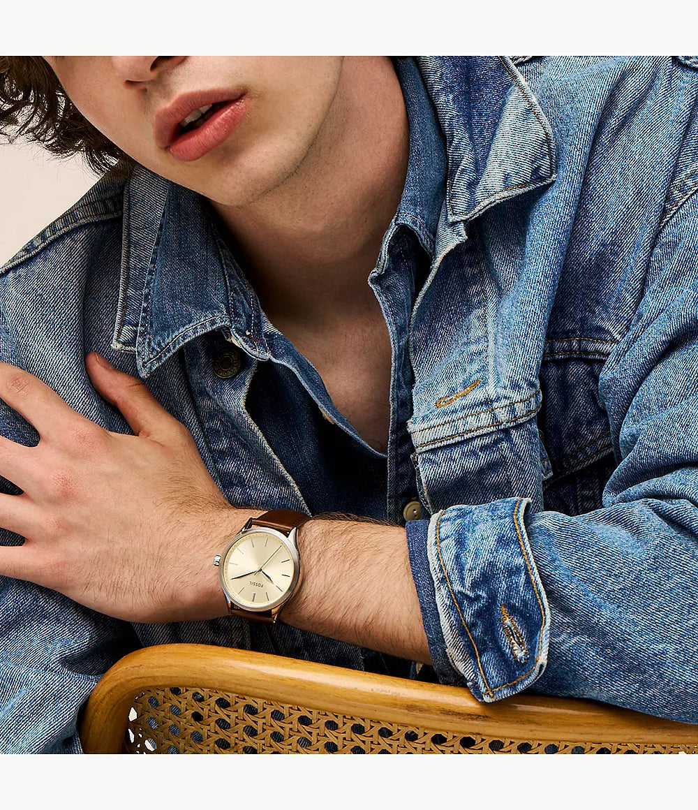 Fossil Fenmore Three-Hand Brown Leather Watch