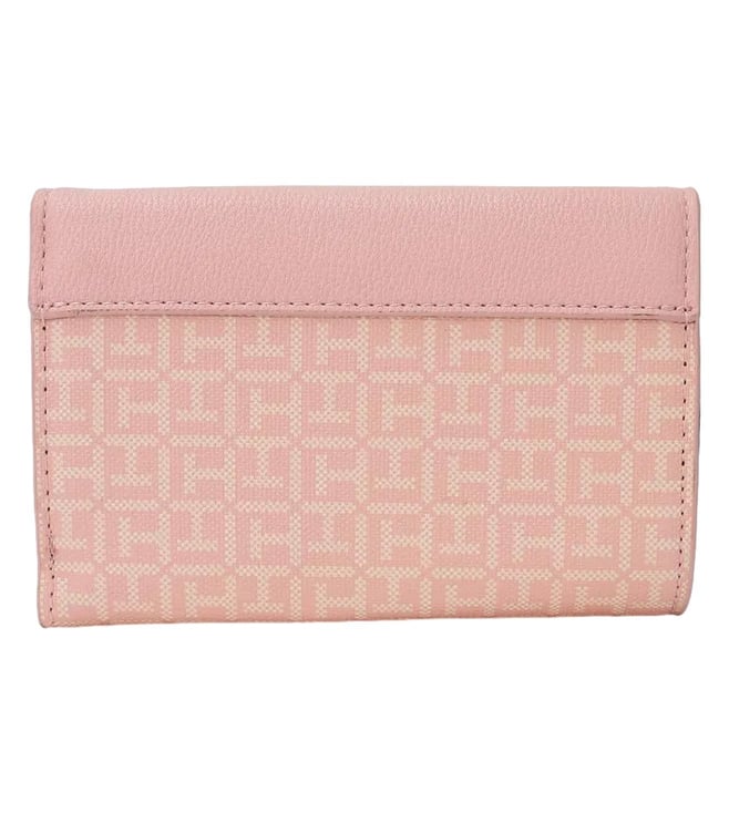 TOMMY HILFIGER SOOTHING PINK & FAWN LOGO TRI-FOLD WALLET