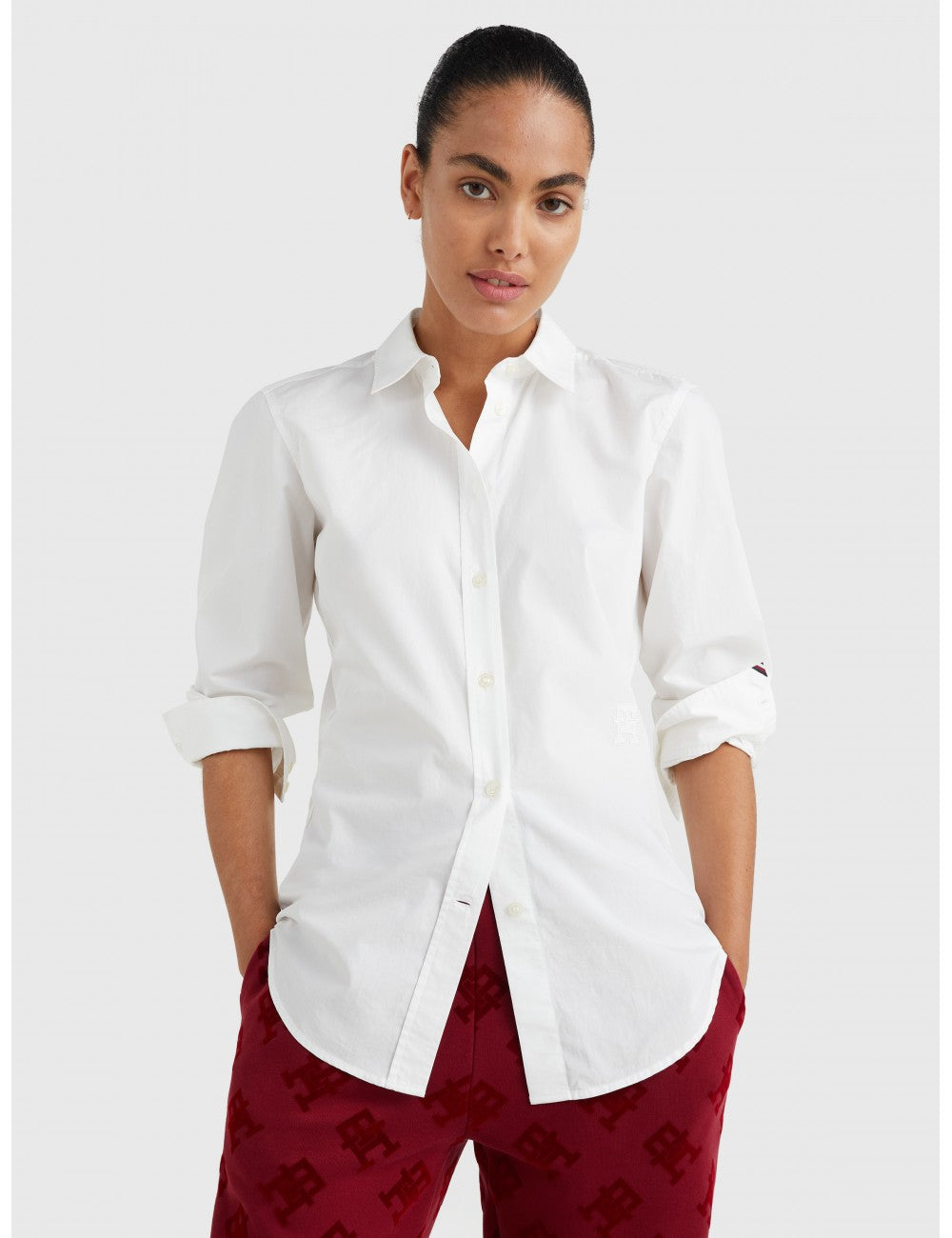 Tommy Hilfiger Women's Cotton Puff-Print Long-Sleeve Shirt