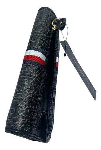 Cartera Tommy Hilfiger Negra Monedero Placa Dorada Logo M166 Negro Monograma Th