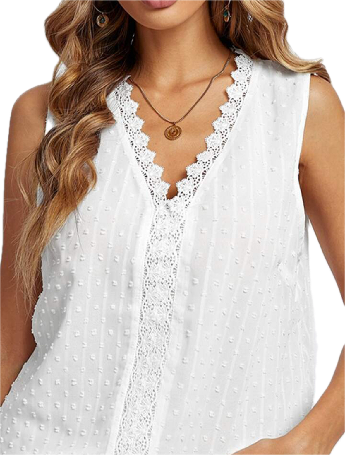 Naïf Crochet V Neck Textured Tank Top