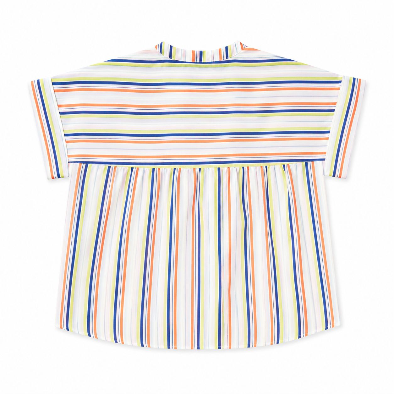 Tommy Hilfiger essential short-sleeved blouse with multicolor stripes and mandarin collar