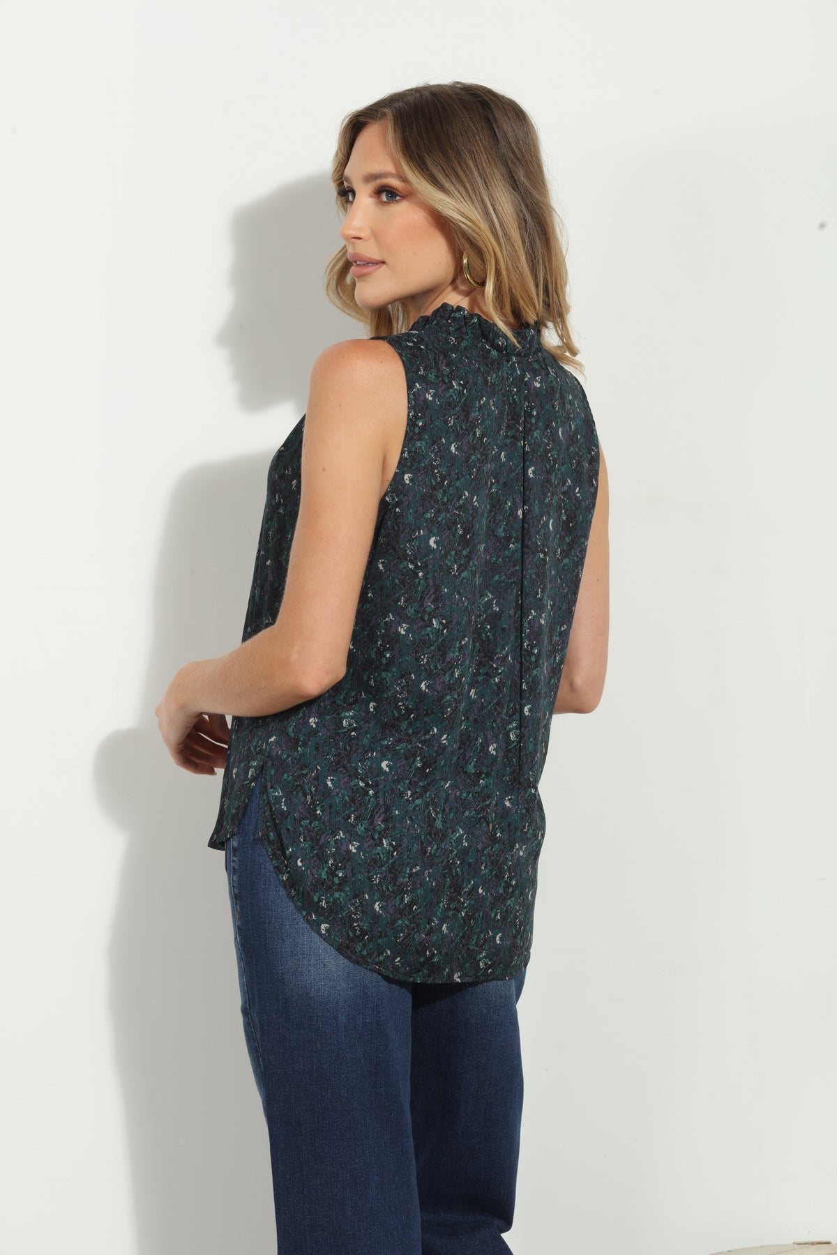 Michael Kors Shimmer Paisley Velvet Flutter Tie Neck Top