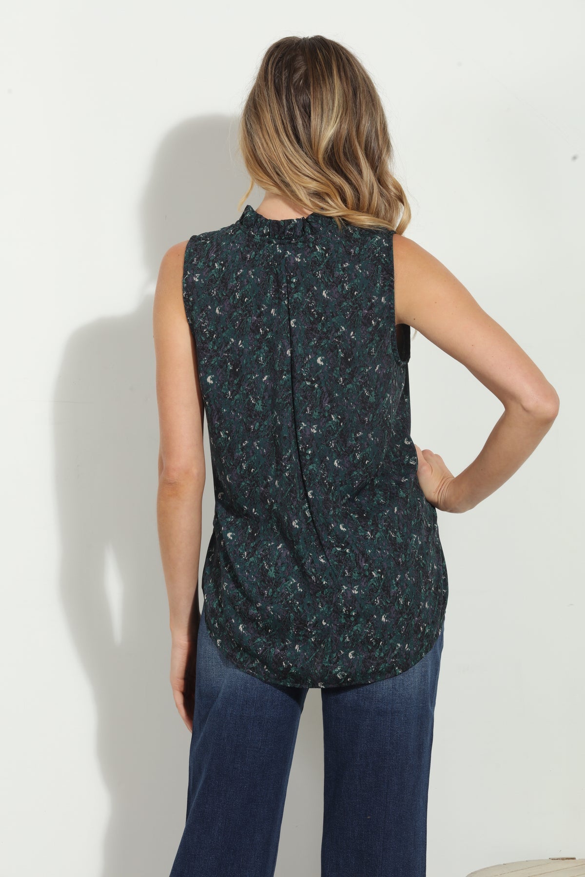 Michael Kors Shimmer Paisley Velvet Flutter Tie Neck Top