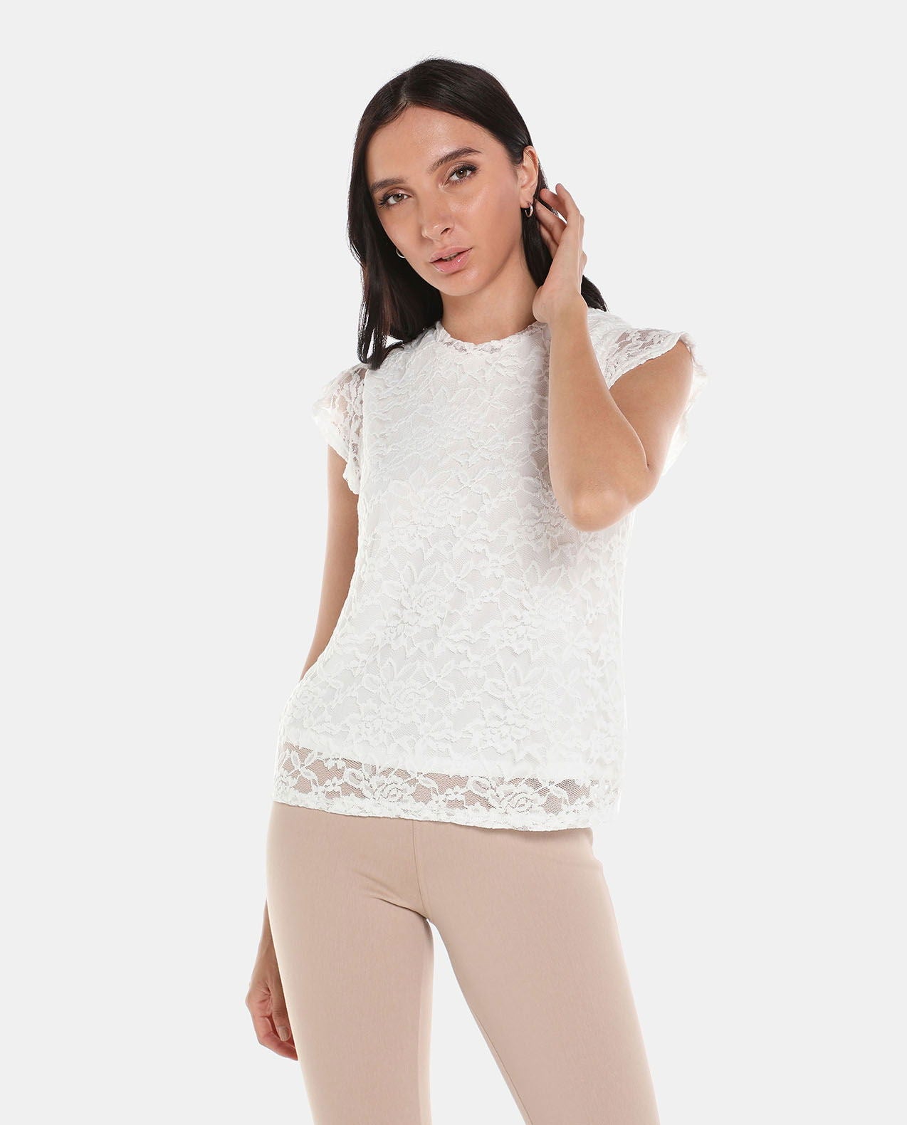 Zac & Rachel White Casual Lace Top
