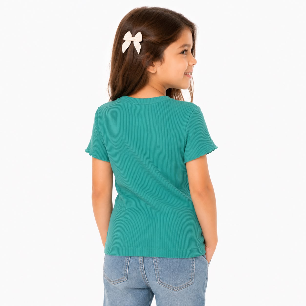 Nik & Leksi Green ribbed t-shirt for girls