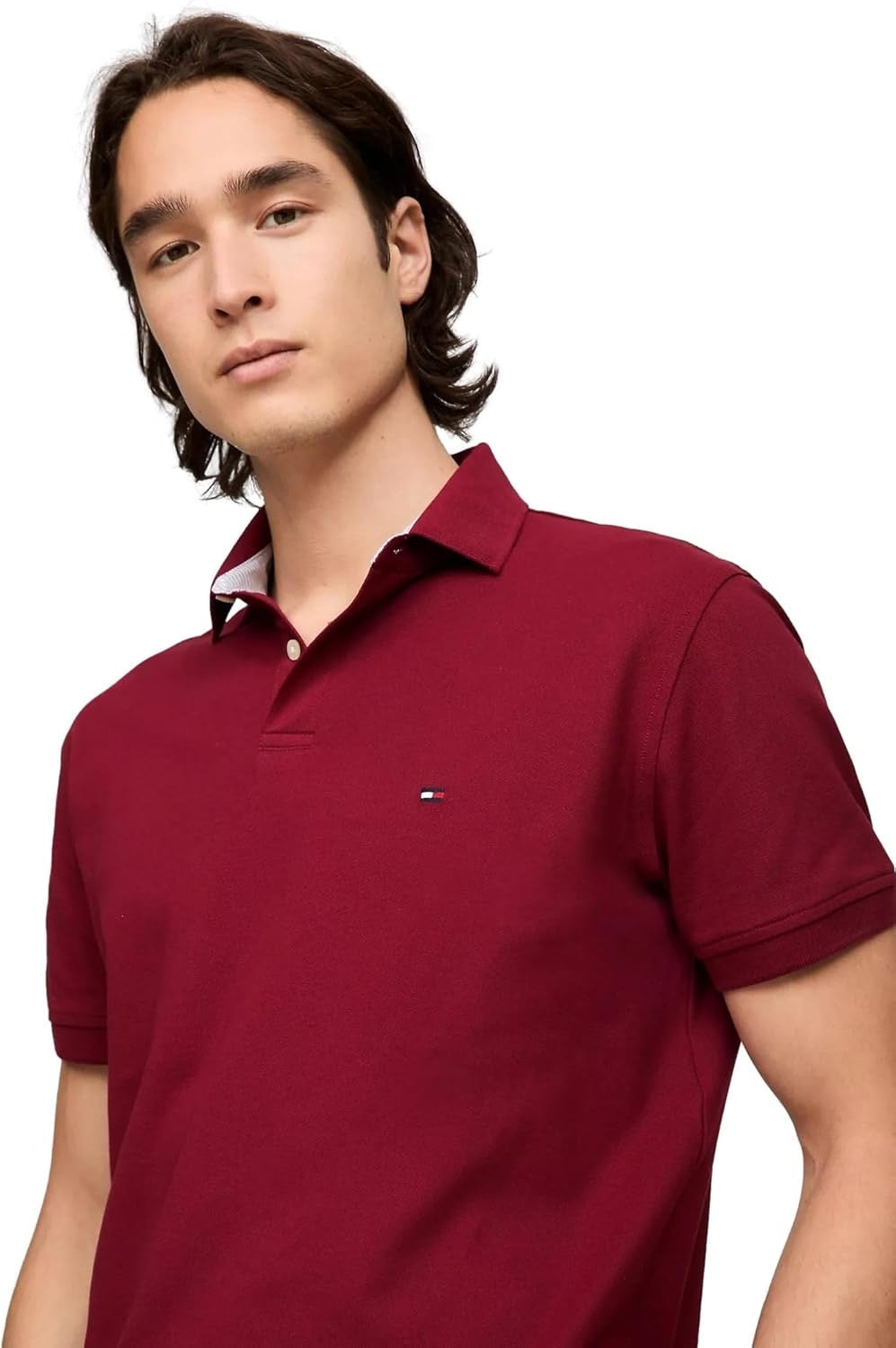 Tommy Hilfiger Regular Fit Solid Color Short Sleeve Stretch Pique Polo Shirt