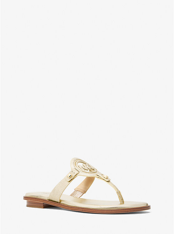 Michael Kors Aubrey Cutout Leather T-Strap Sandal