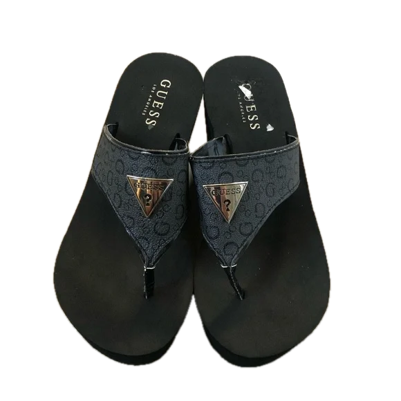 Guess Wedge Flip Flops Black