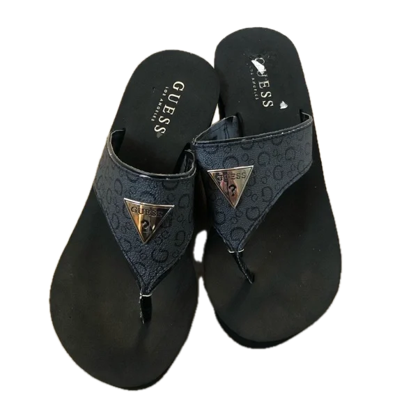 Guess Wedge Flip Flops Black