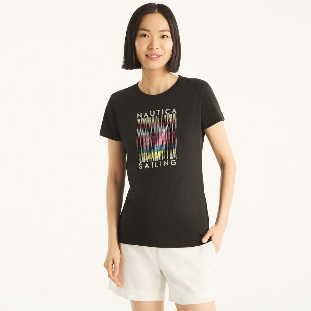 Náutica glitter brand icon graphic t-shirt Women’s