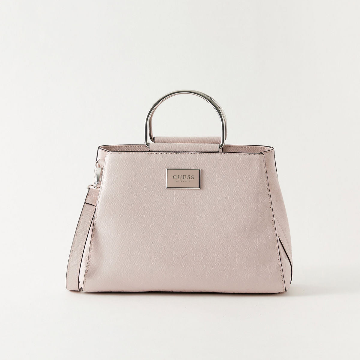 Guess Textured Satchel Bag with Detachable Strap and Flap Closure