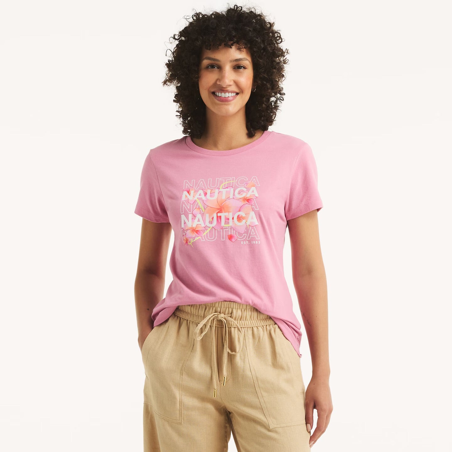 Náutica glitter floral logo graphic t-shirt Women’s