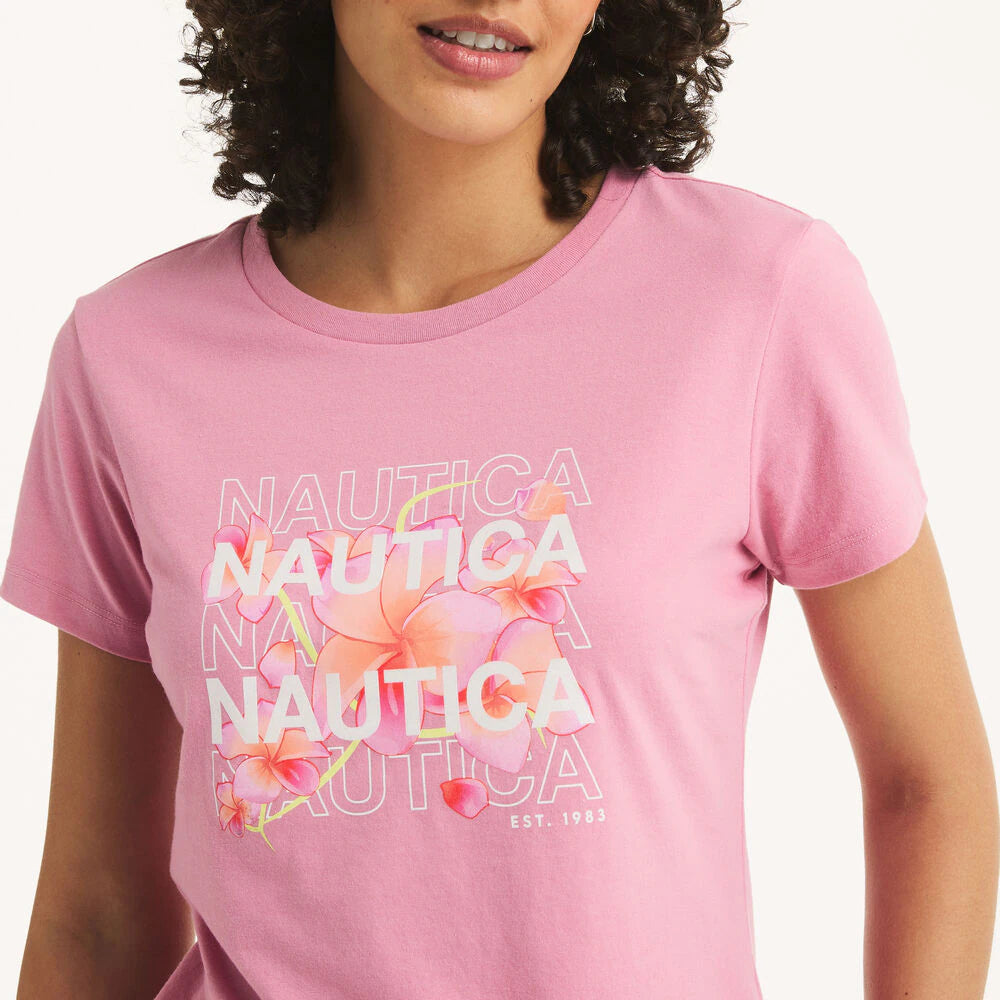 Náutica glitter floral logo graphic t-shirt Women’s