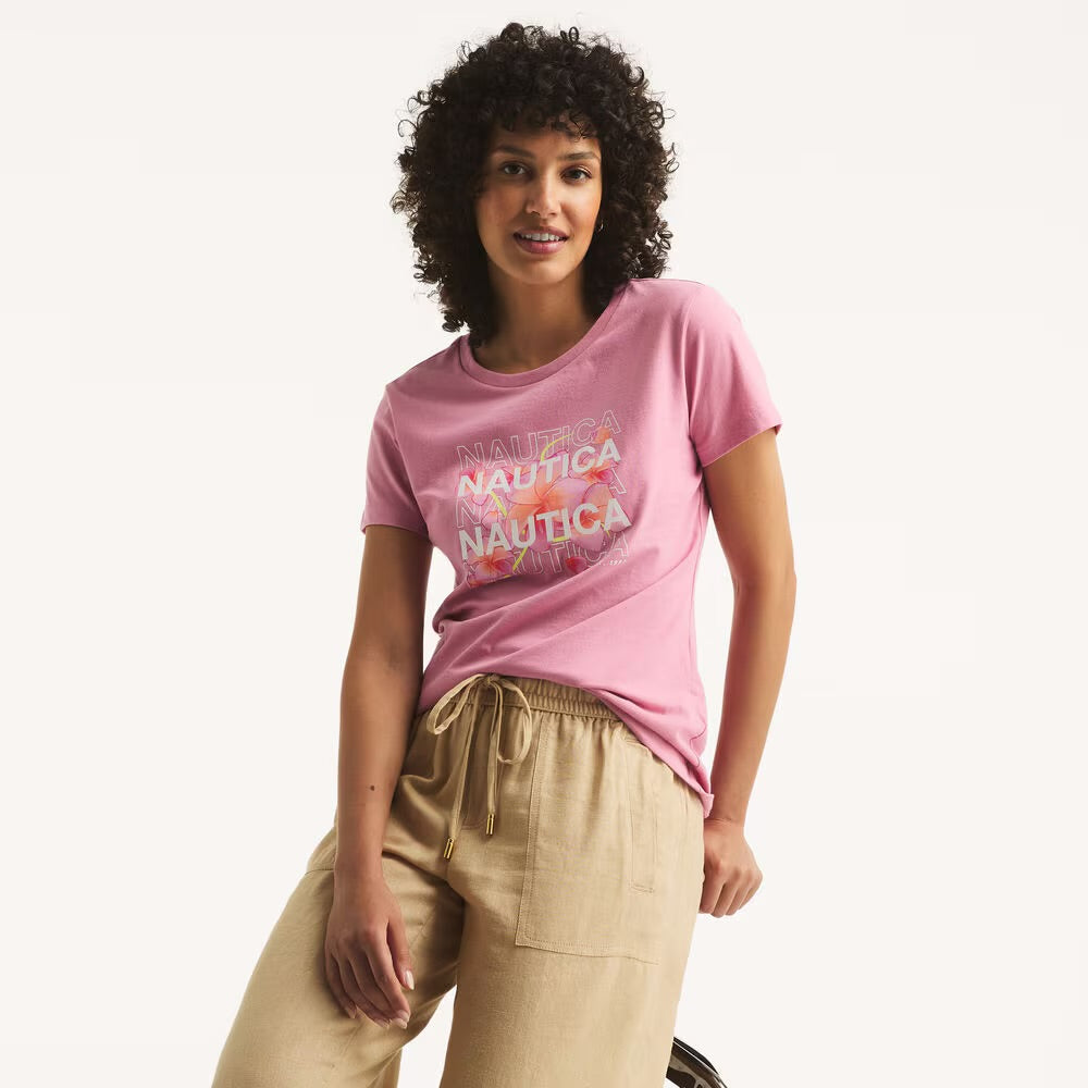 Náutica glitter floral logo graphic t-shirt Women’s