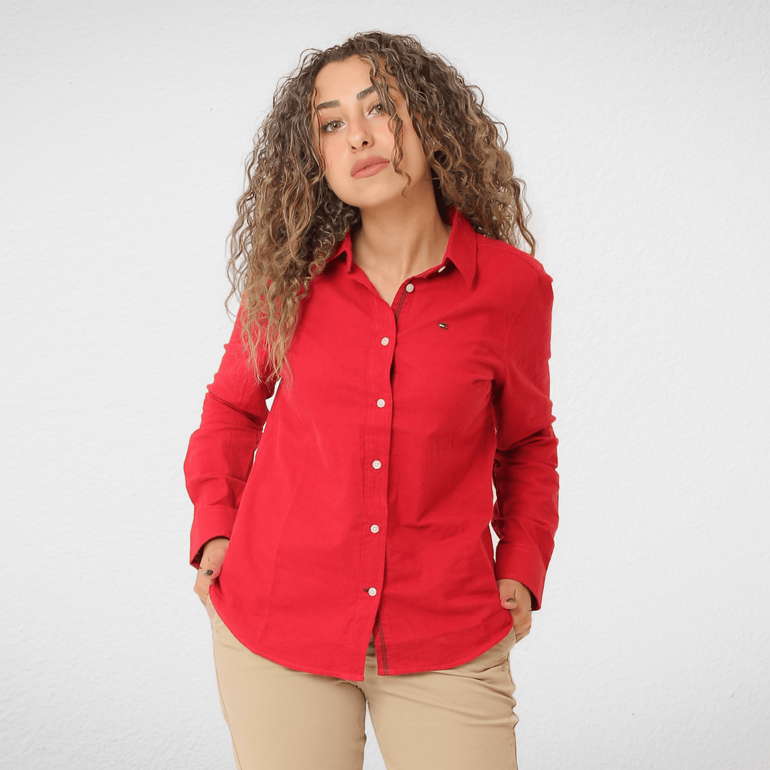 Tommy Hilfiger Women's Cotton Roll-Tab Button-Up Shirt