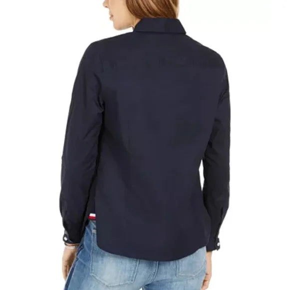 Tommy Hilfiger Women's Cotton Roll-Tab Button-Up Shirt
