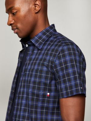 Tommy Hilfiger Regular Fit Plaid Short-Sleeve Poplin Shirt