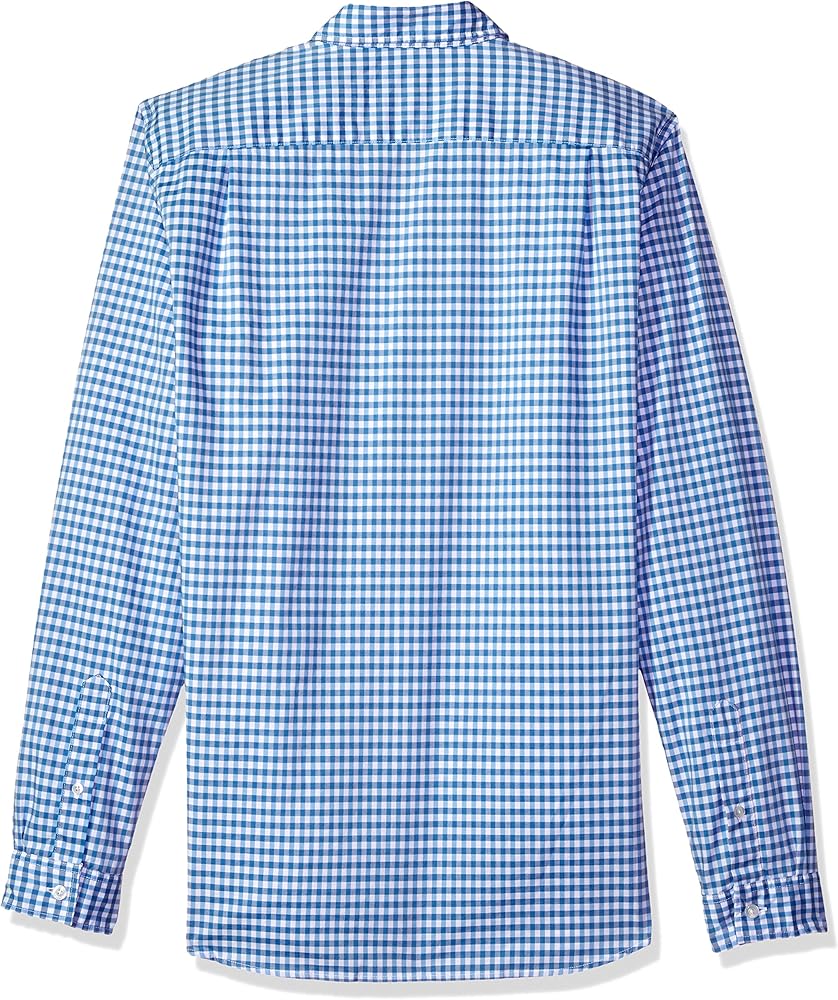 Lacoste Men's Long Sleeve with Pocket Gingham Poplin Regular Fit Woven Shirt