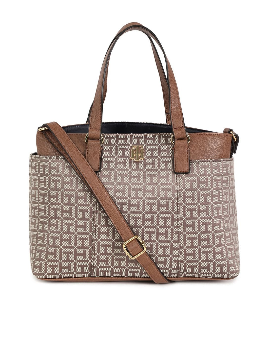 Tommy Hilfiger Evelyn II Convertible Satchel-Square Monogram Jacquard