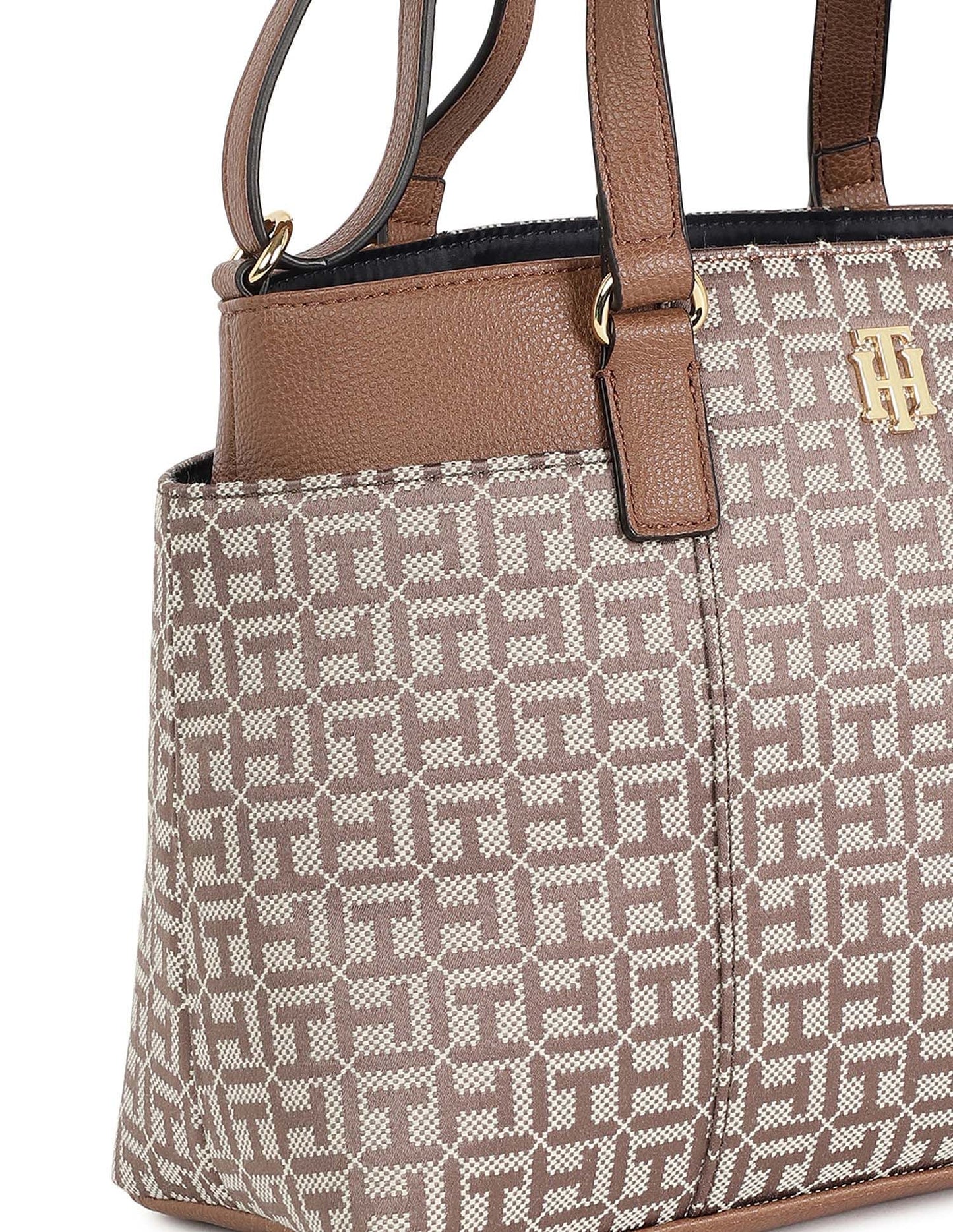 Tommy Hilfiger Evelyn II Convertible Satchel-Square Monogram Jacquard