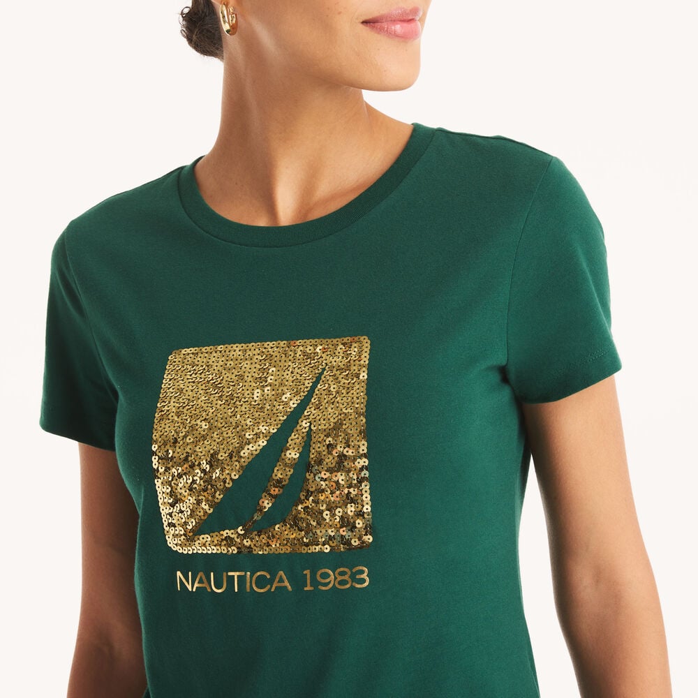Nautica sequin 1983 graphic t-shirt