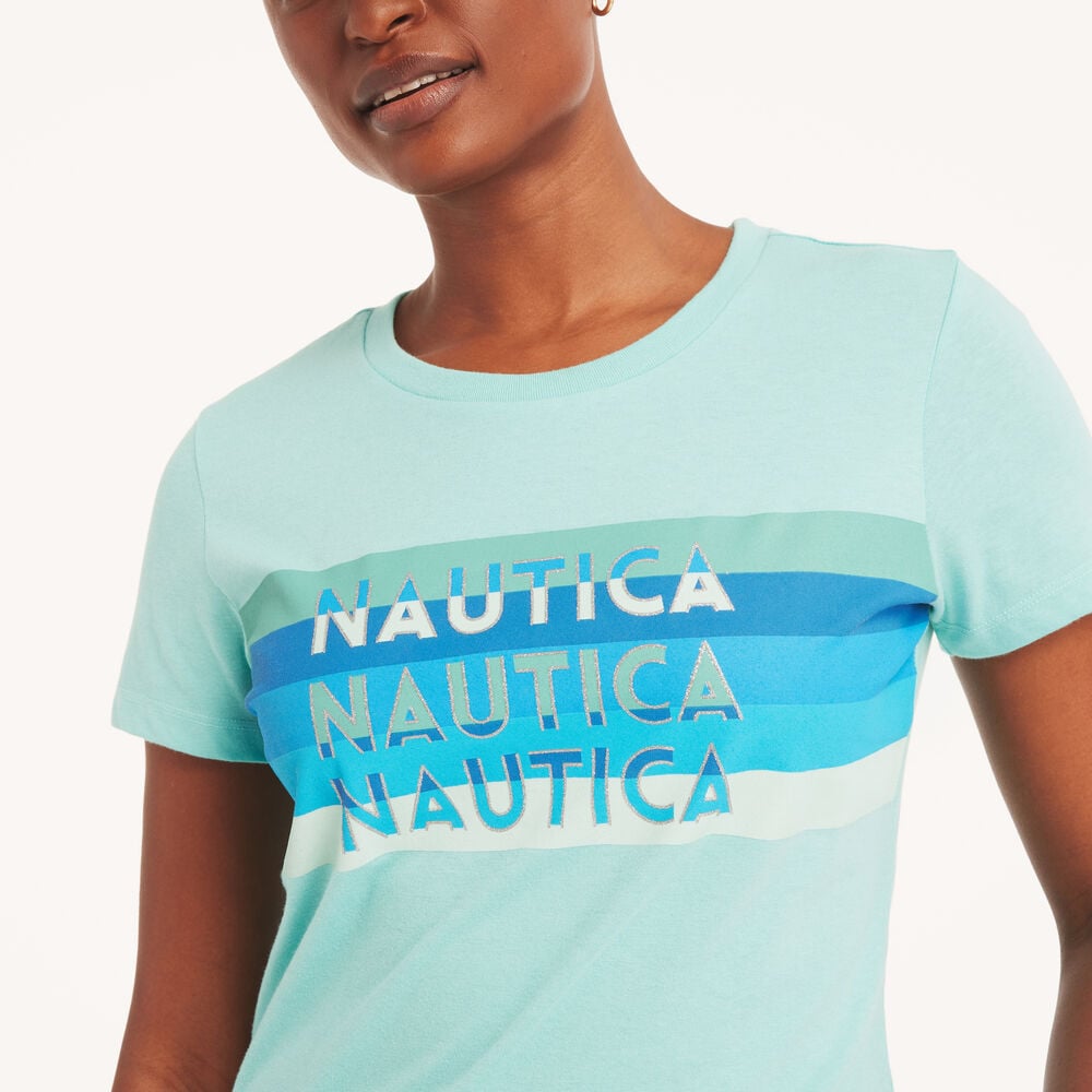 Nautica glitter logo graphic t-shirt