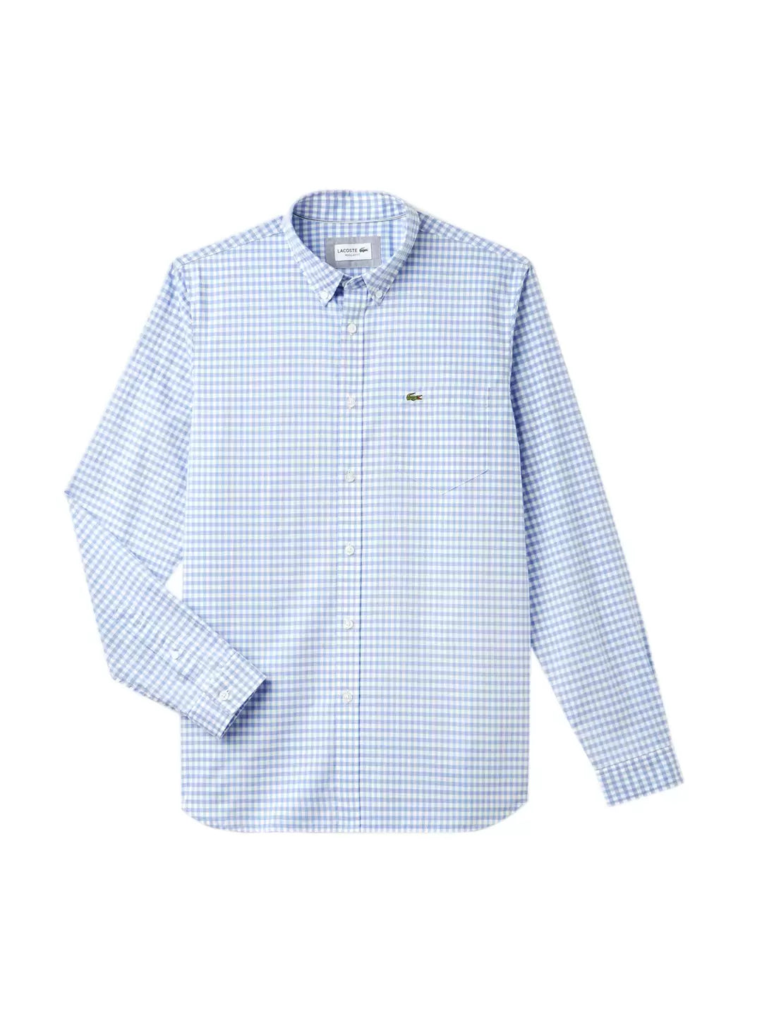Lacoste Men's Long Sleeve Regular Fit Gingham Button Down Shirt