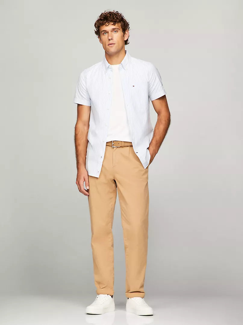 Tommy Hilfiger Slim Fit Short-Sleeve Stripe Poplin Shirt
