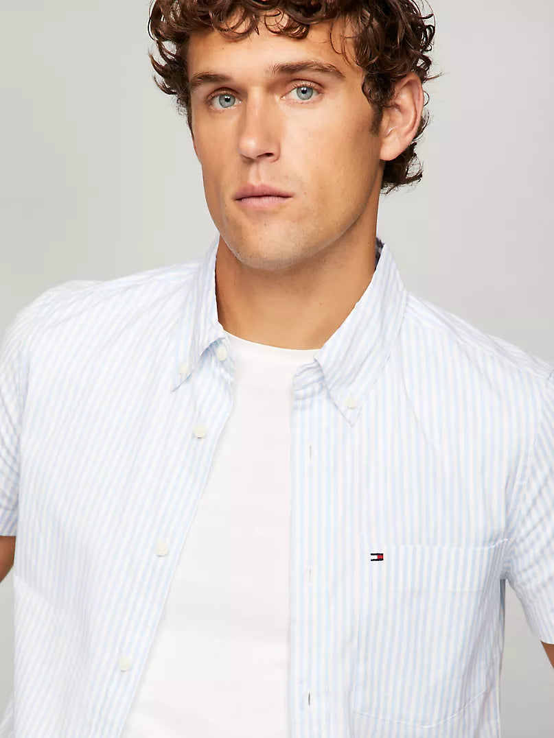 Tommy Hilfiger Slim Fit Short-Sleeve Stripe Poplin Shirt