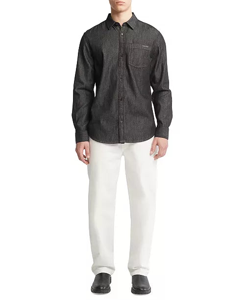 Clavin Klein Men's Classic Fit Button-Down Denim Shirt