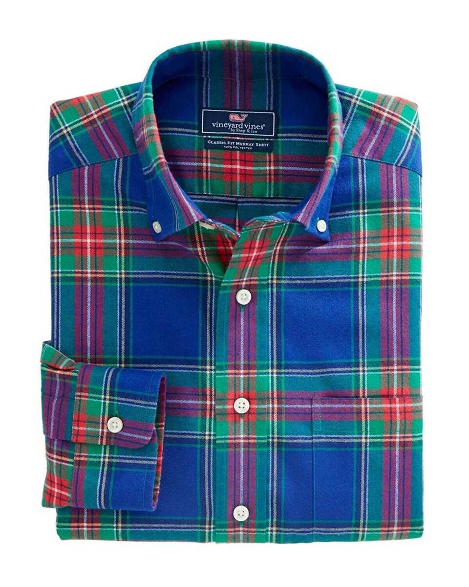 Vineyard Vines Mens Classic Fit Flannel Plaid Shirt