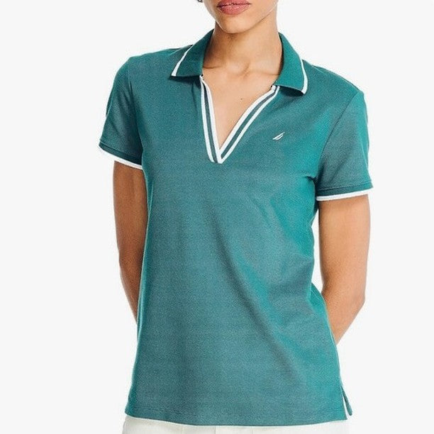 Nautica Polo oceánico de cuello dividido para mujer