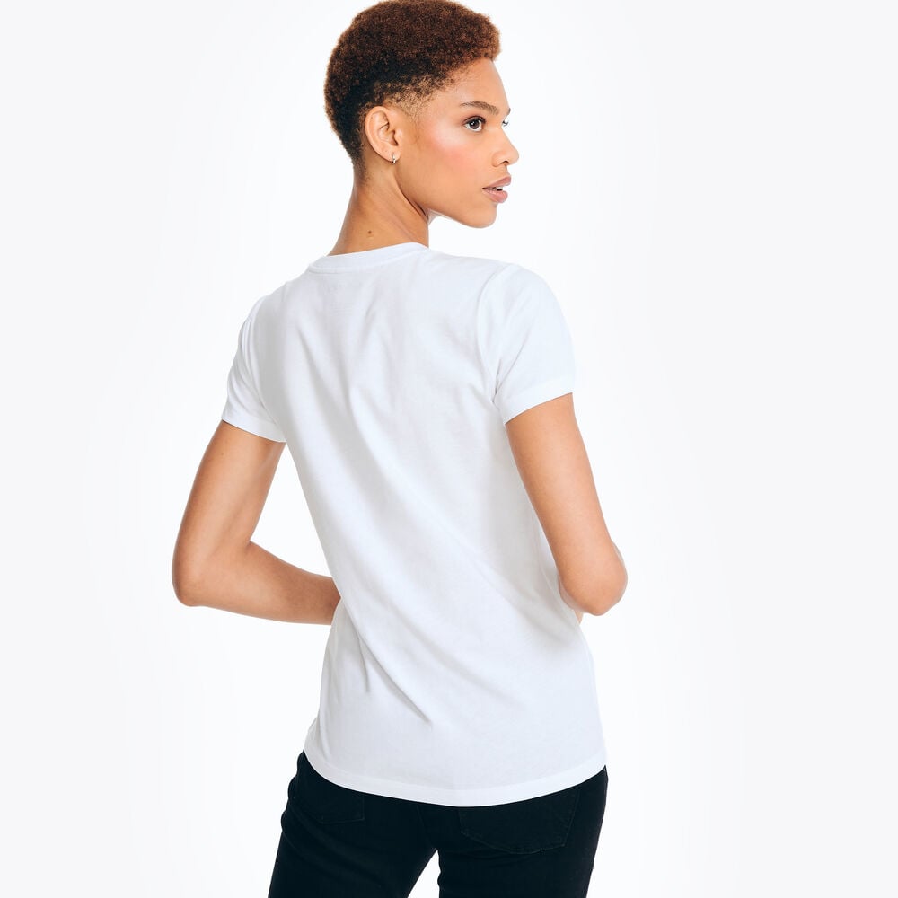 Náutica-camiseta con gráfico de logotipo de diamantes de imitación