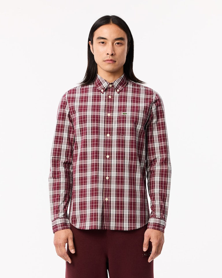 Lacoste Men's Slim Fit Stretch Plaid Shirt